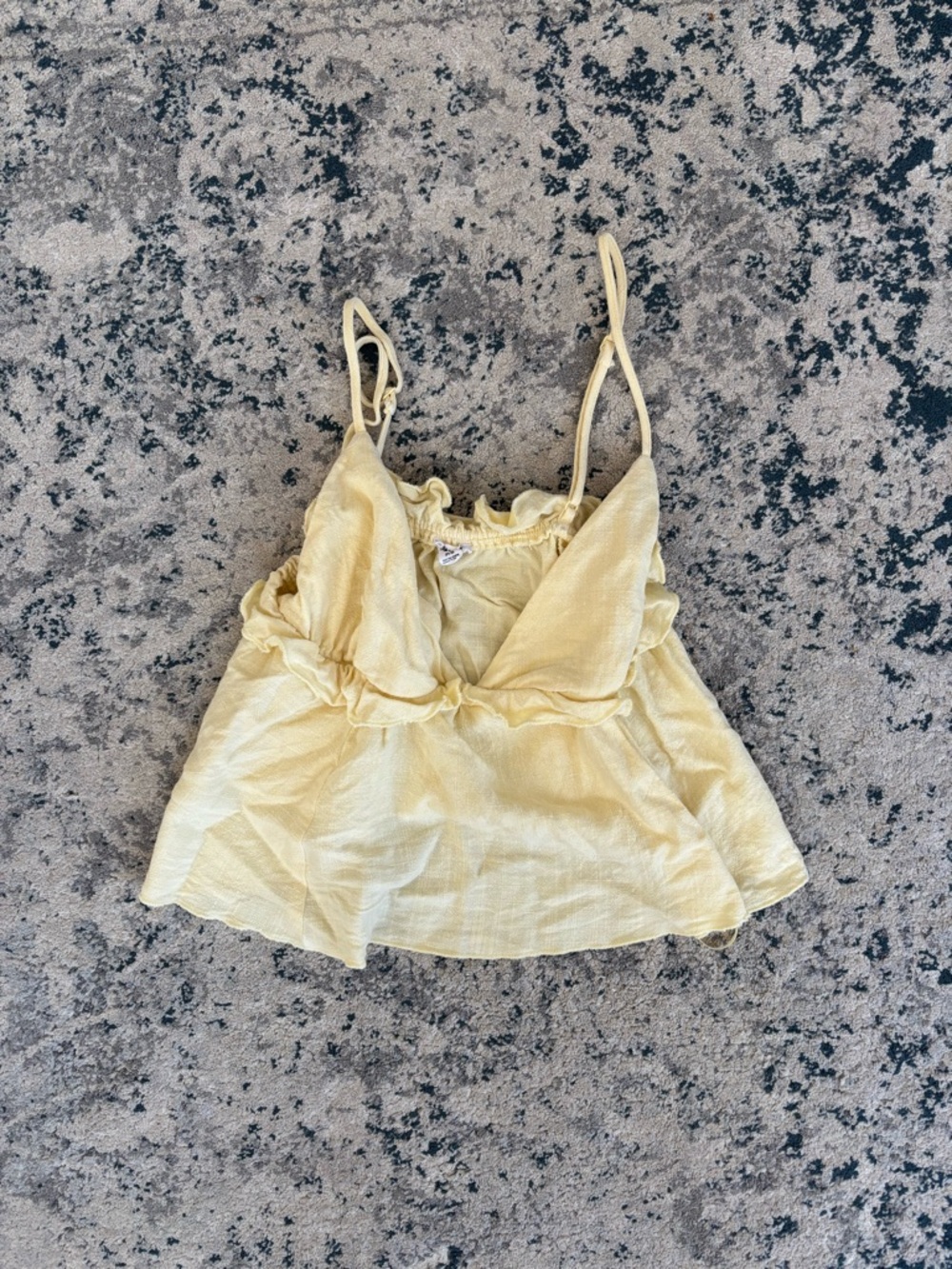 Light Yellow Ruffled Spaghetti Strap Tank Top